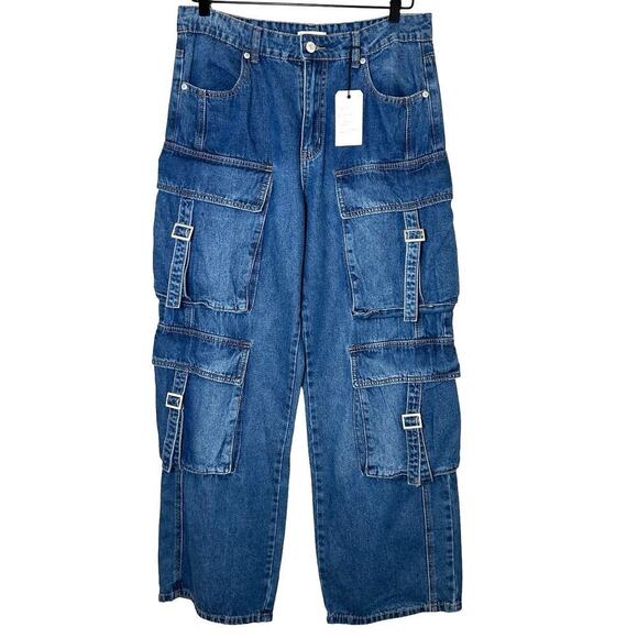 NWT Forever 21 Women’s Bratz Collaboration Wide Leg Cargo Jeans Size 30 - Picture 2 of 8